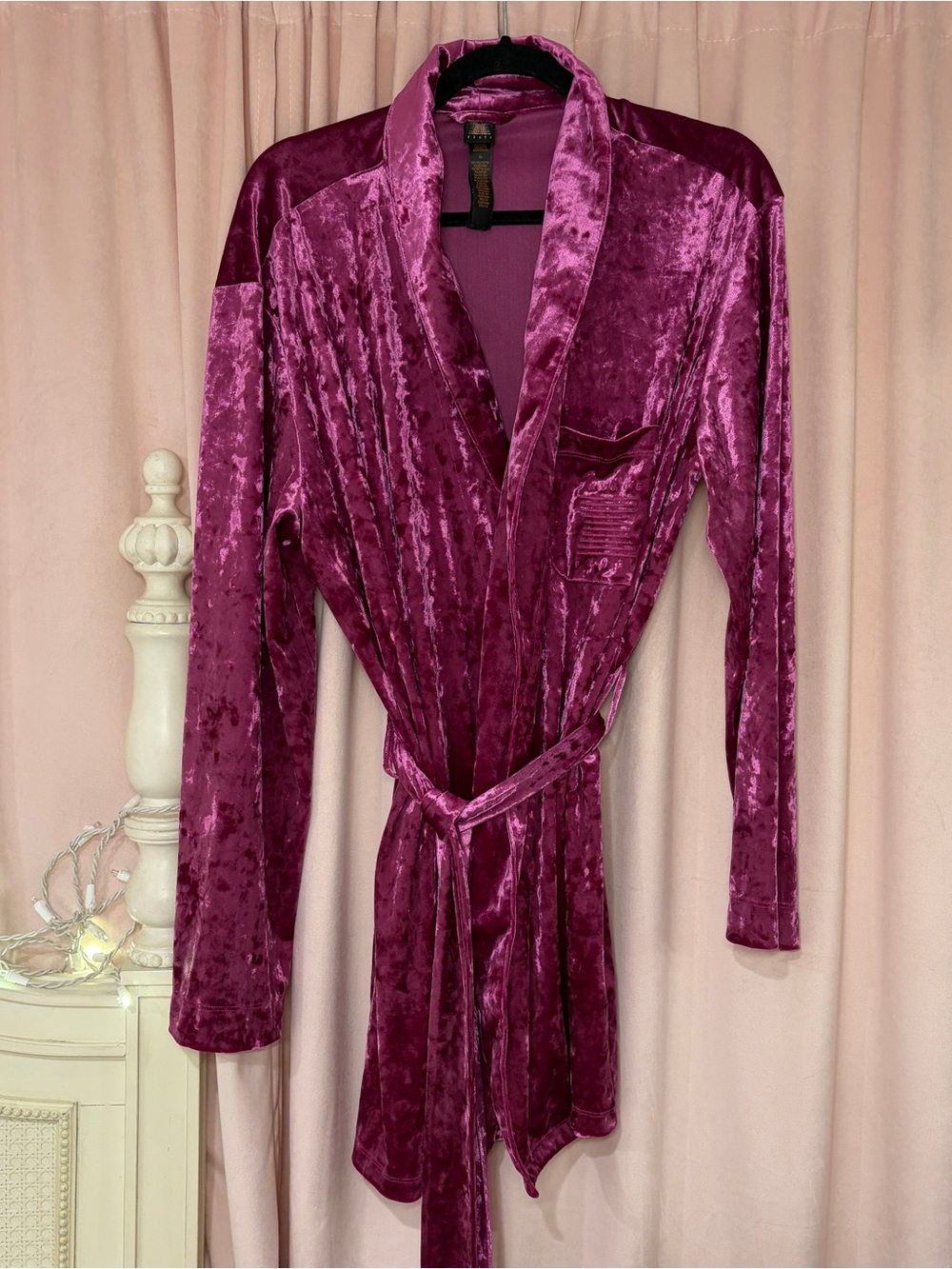 Savage X Fenty Velvet Robe - Deep Magenta Women’s Wrap Robe